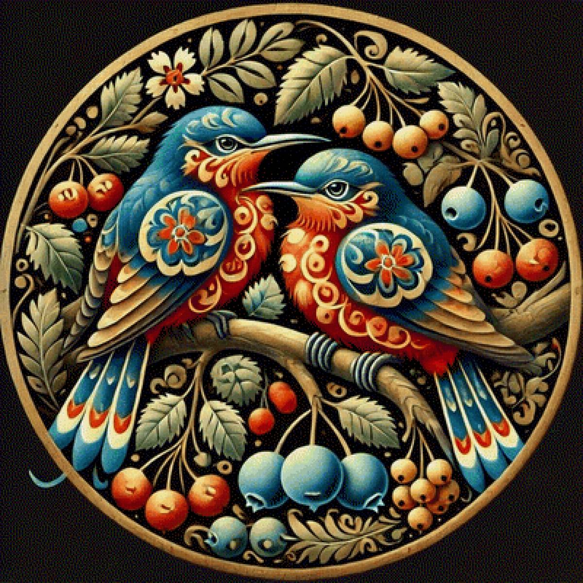 птички - розы, цветы, птичка, фрукты - предпросмотр