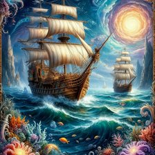 Схема вышивки «морской пейзаж»