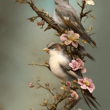 Схема вышивки «Птицы на ветке»