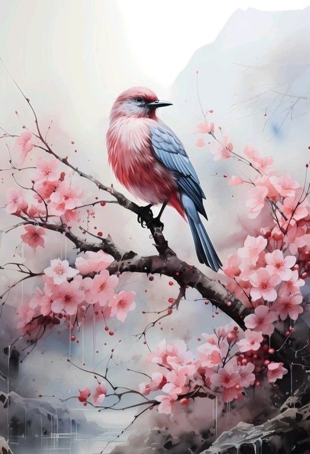 Птица - птица, сакура, китай - оригинал