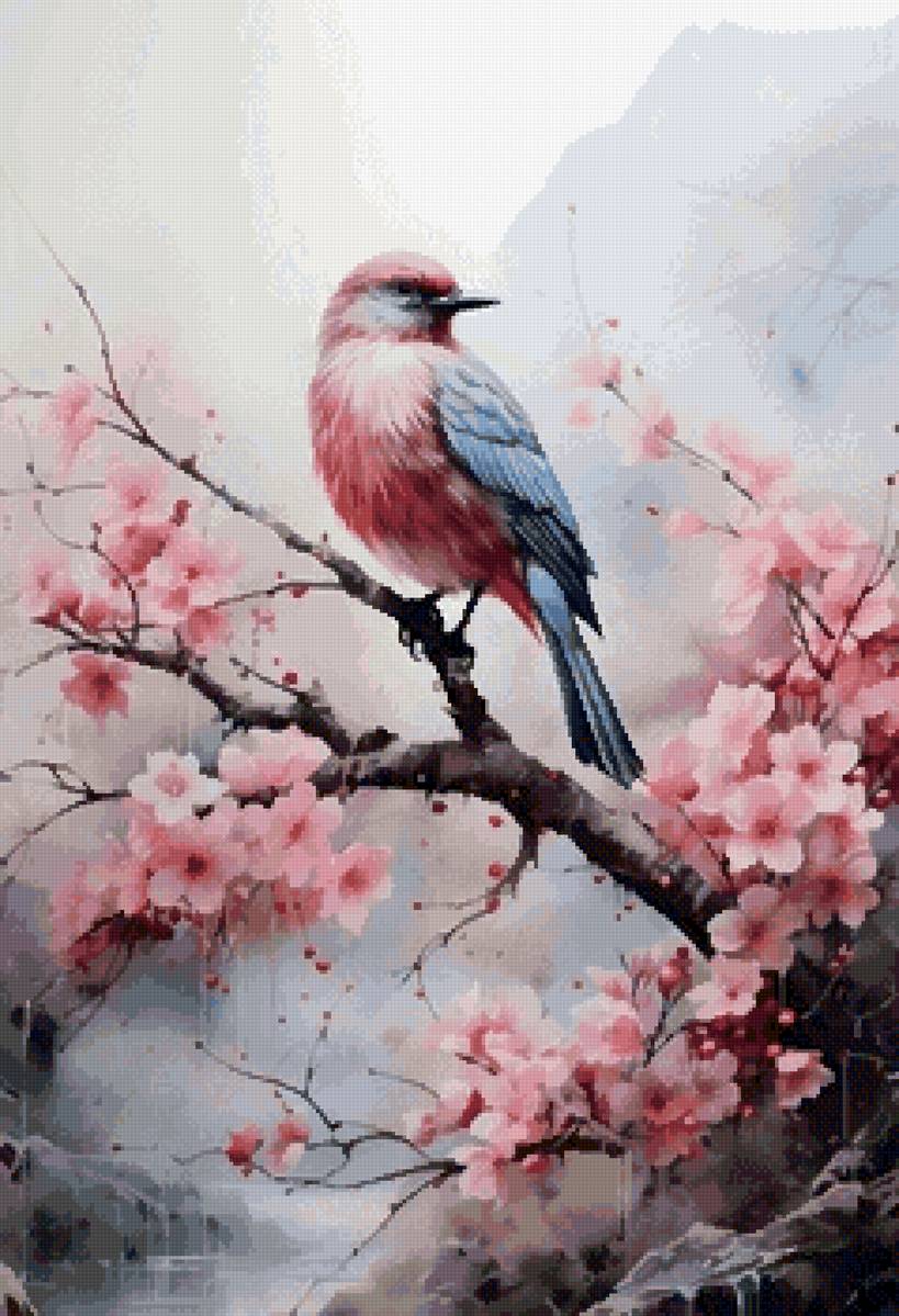 Птица - птица, сакура, китай - предпросмотр