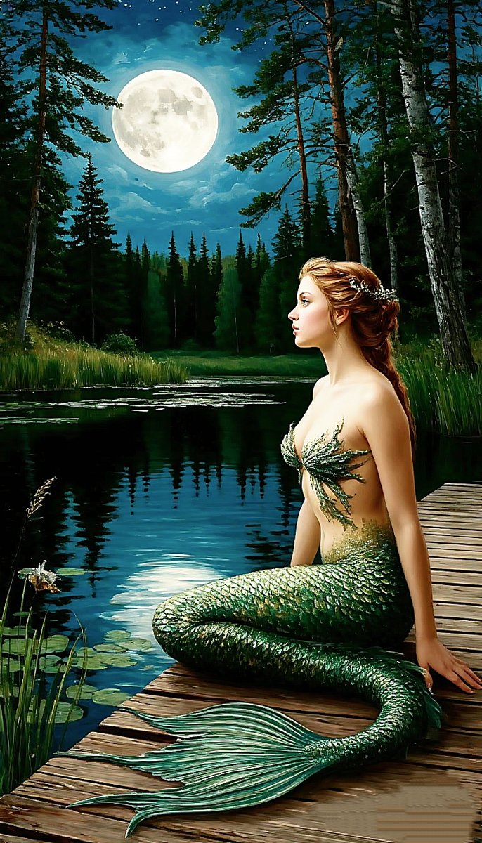 Русалии - река, , ночь, лето, русалка - оригинал