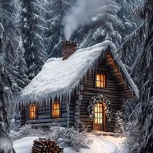 Схема вышивки «Домик в лесу»