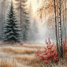 Схема вышивки «Пейзаж опушка»