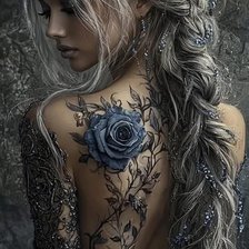 Схема вышивки «Dama con rosa azul»