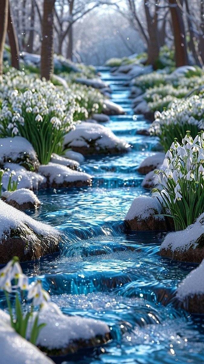 Ручей в Лесу - природа, ручей, лес, весна - оригинал