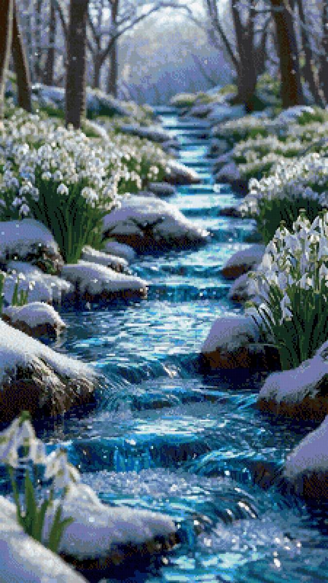 Ручей в Лесу - весна, природа, ручей, лес - предпросмотр