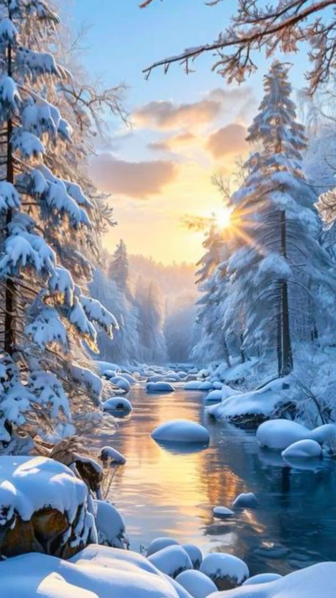 Ручей зимний - лес, зима, ручей - оригинал