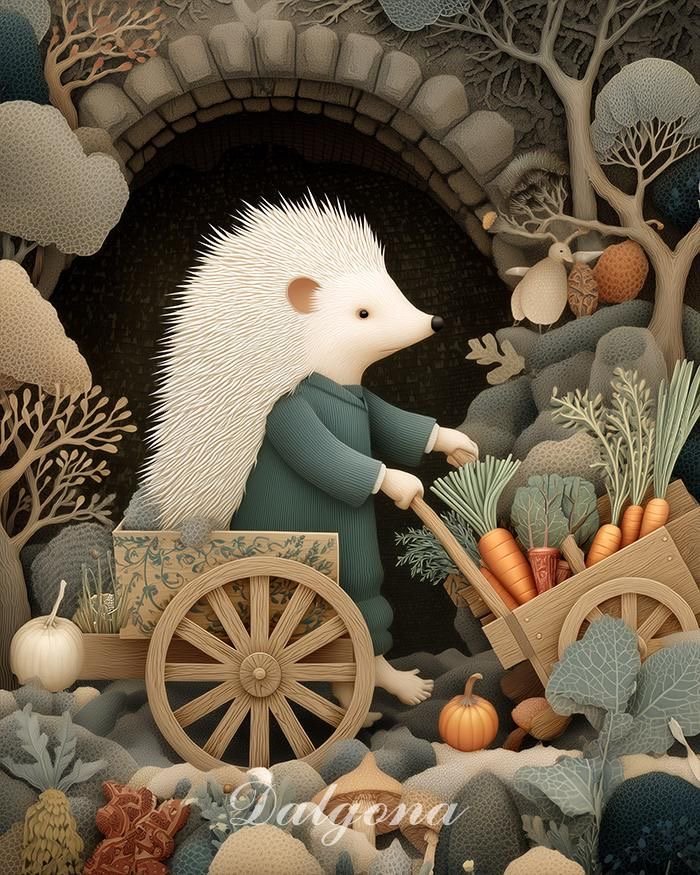 Ёжик дачник - ежик, дача, овощи - оригинал