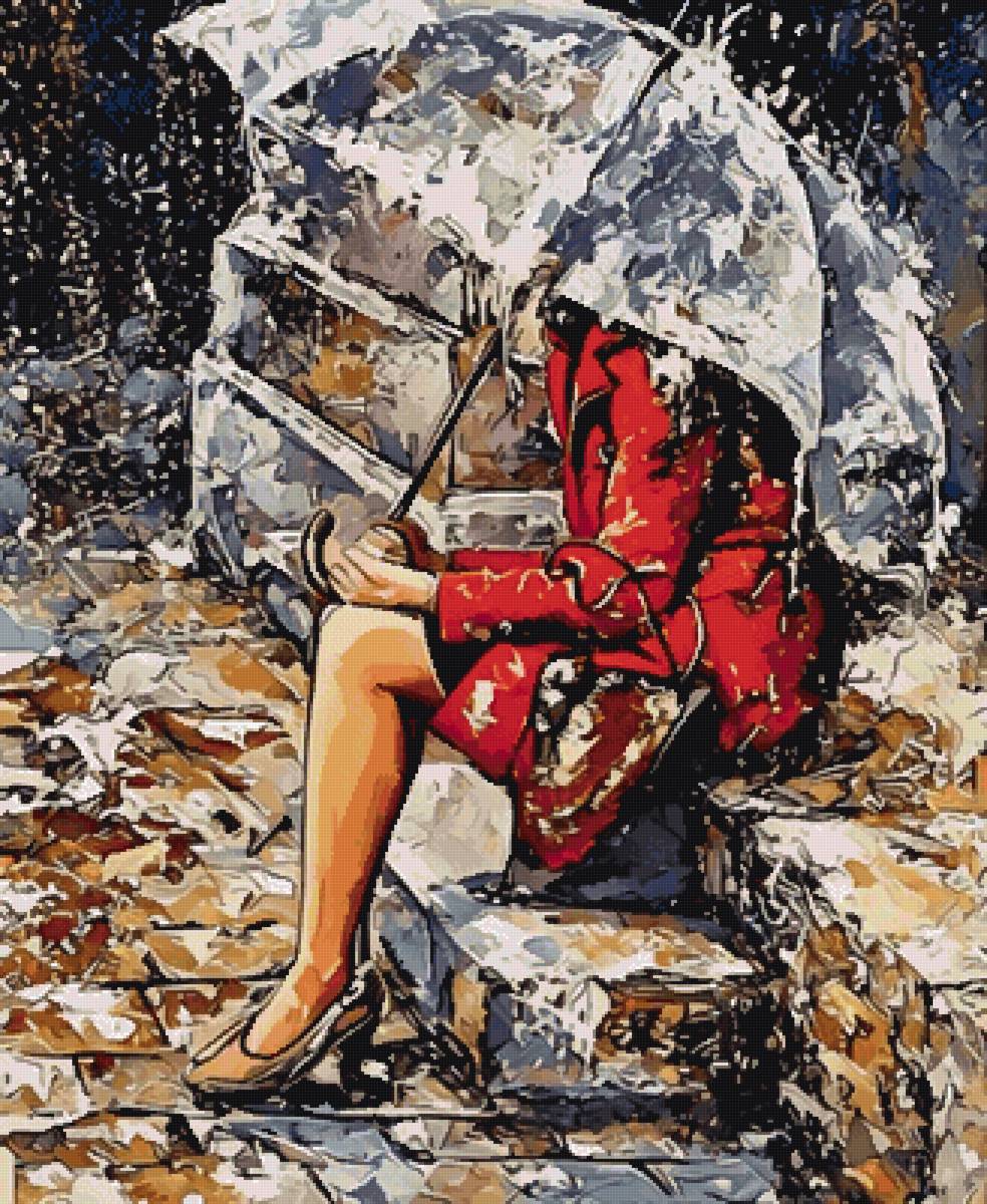 Под дождем - зонтик, дождь, девушка, женщина - предпросмотр