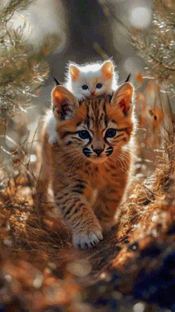 Друзья на прогулке - рысь, котенок - предпросмотр