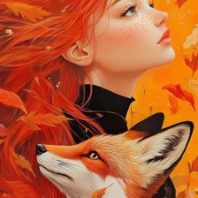 Схема вышивки «Девушка и лиса»