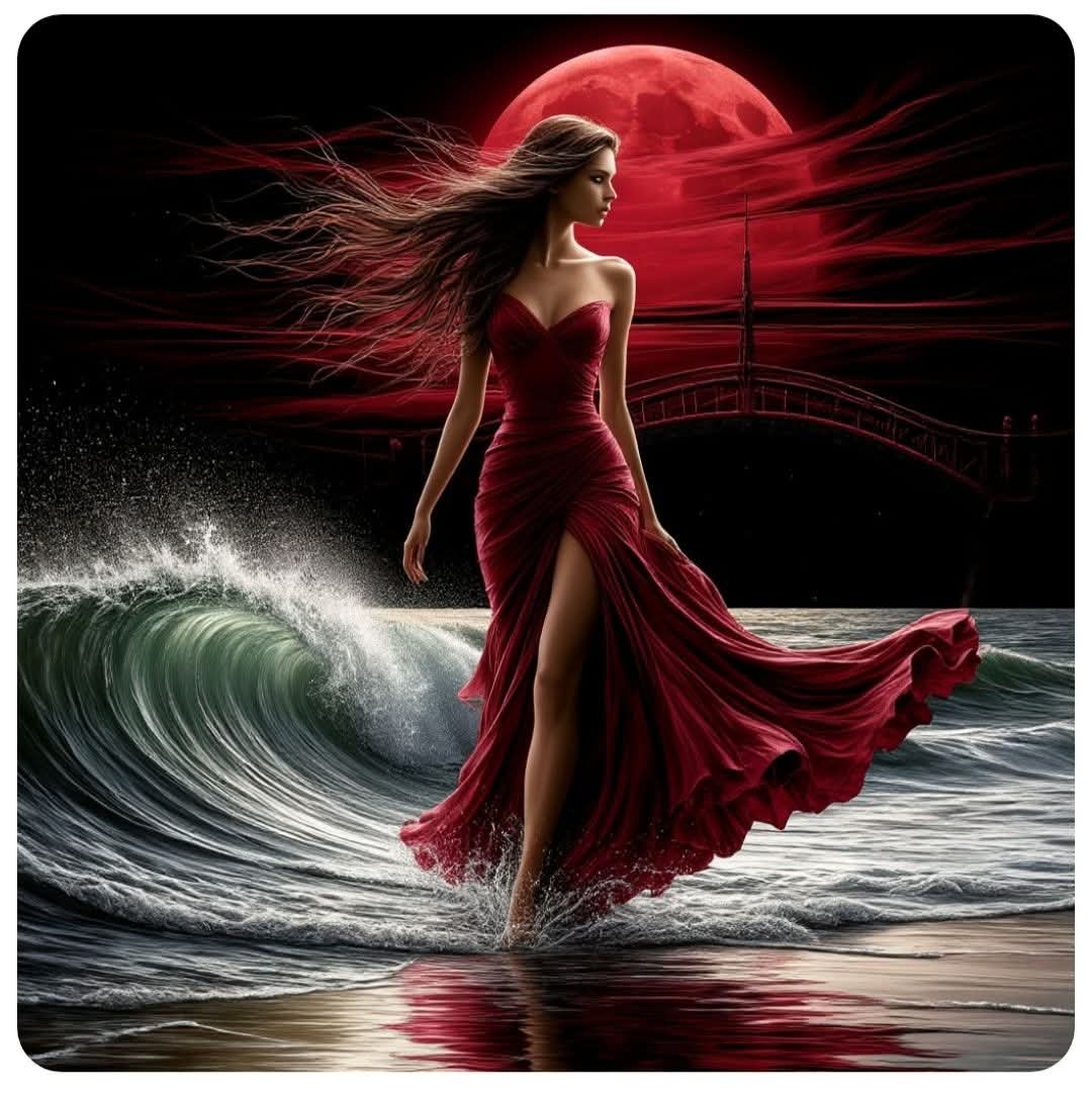 Идущая по волнам - девушка, люди - оригинал