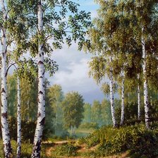 Схема вышивки «Берёзы в лесу»