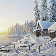 Схема вышивки «Зима у озера»