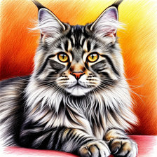 Схема вышивки «Мейн-кун. Набросок цветными карандашами»