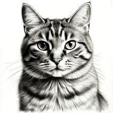Схема вышивки «Кот. Набросок карандашом»
