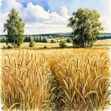 Схема вышивки «Рожь. Акварель»