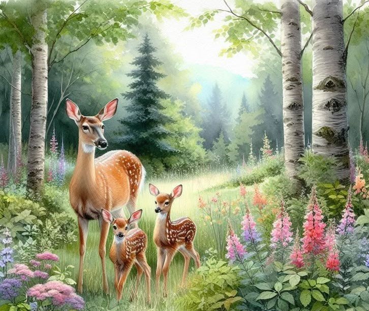 В лесу - пейзаж - оригинал