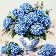 Схема вышивки «небесные гортензии»