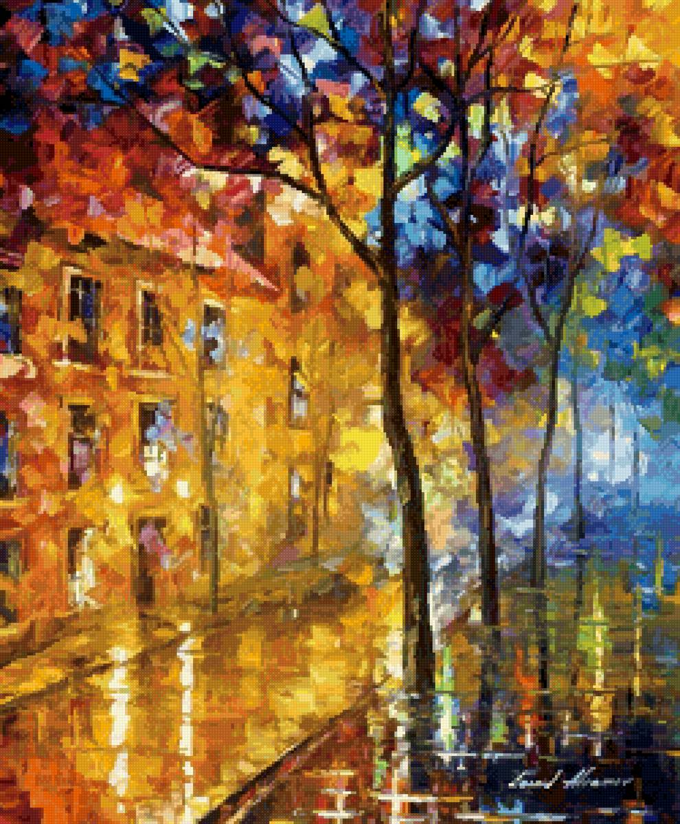 Городской пейзаж - город, живопись, афремов, дом, пейзаж - предпросмотр