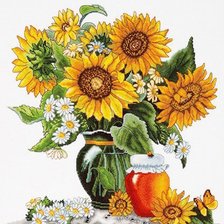 Схема вышивки «Подсолнухи, ромашки, мед»