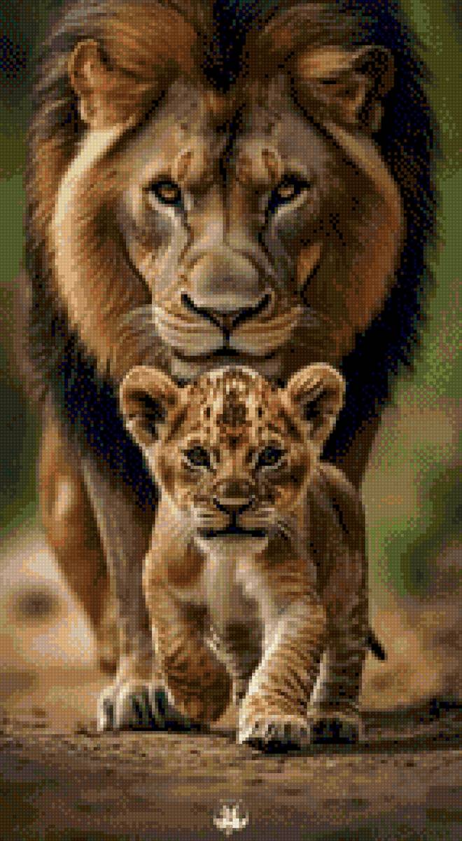 лев папа, лев дитё - предпросмотр