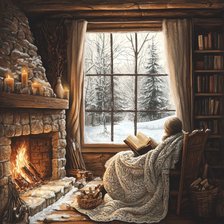 Схема вышивки «Камин, Зима, Уют»