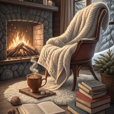 Схема вышивки «Камин, Зима, уют»