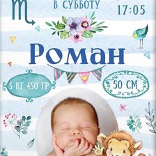 Схема вышивки «метрика мальчик»