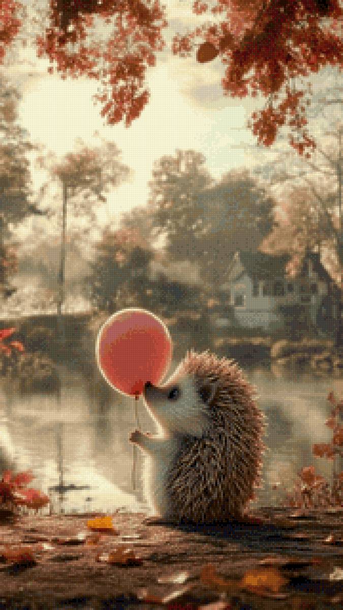 Ежик с шариком - осень, ежик - предпросмотр