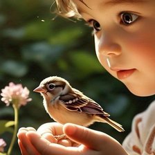 Схема вышивки «Малыш с птичкой»