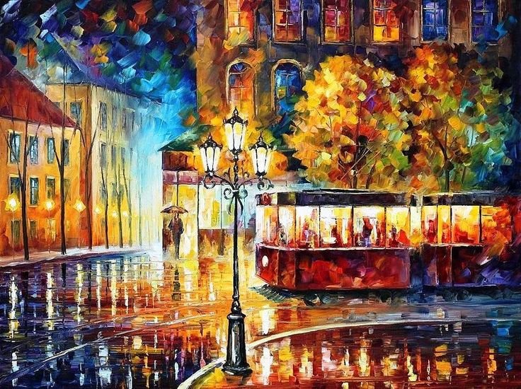 Трамвай. Леонид Афремов - русские художники - оригинал