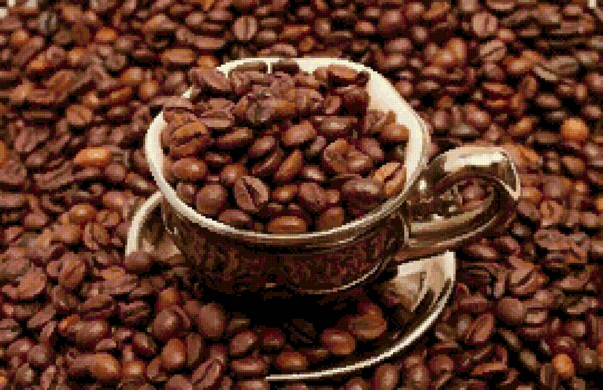 Чашка с кофейными зёрнами - зерна, кофе, чашка - предпросмотр