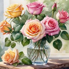 Схема вышивки «Розы в вазе»