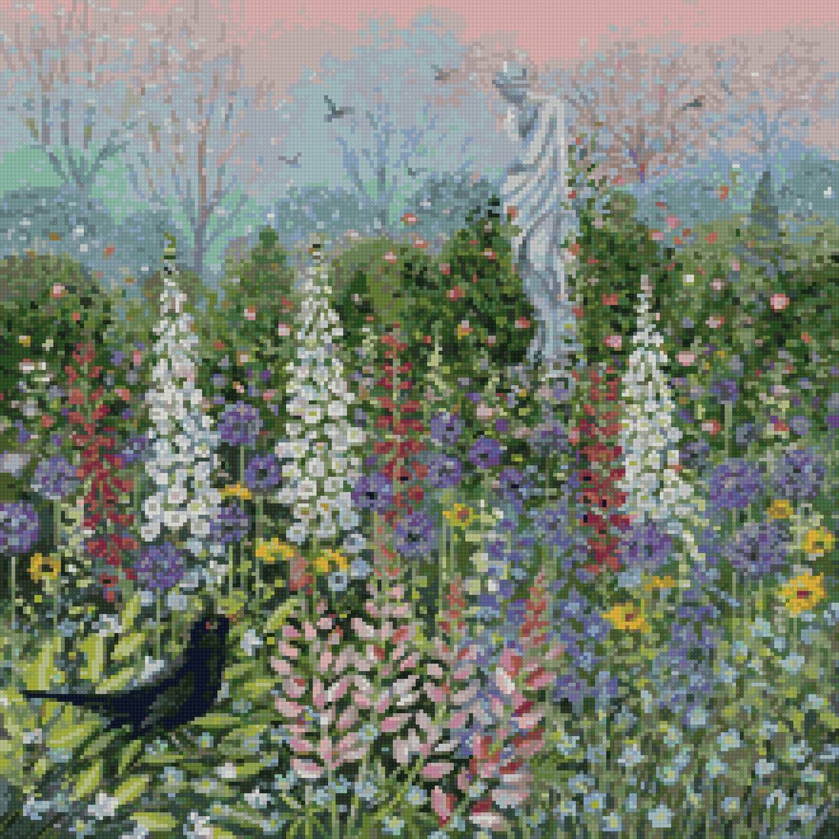 Люси гроссмит - лето природа поле цветы птицы сад - предпросмотр