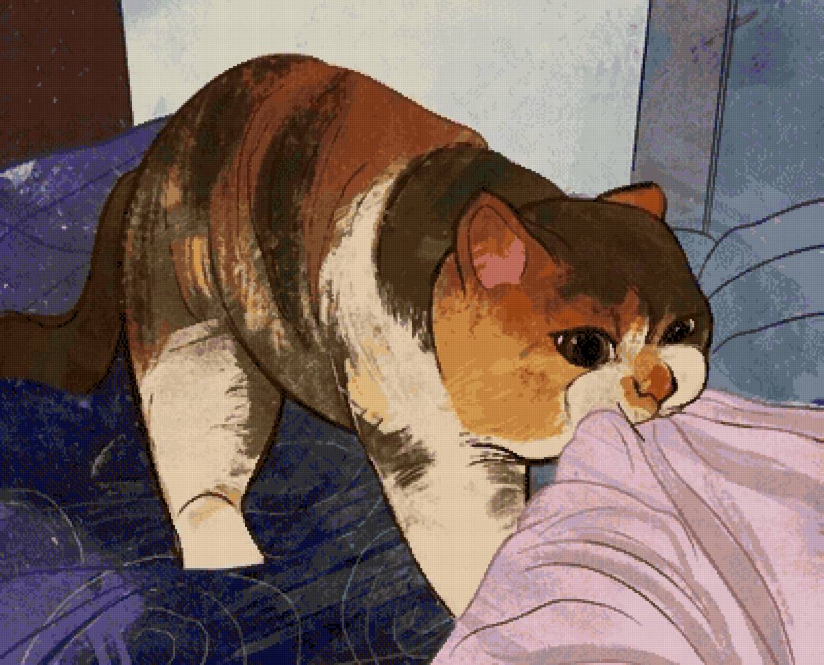 Котенок и одеяло - одеяло, котенок - предпросмотр