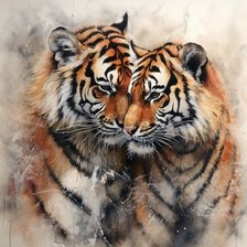 Схема вышивки «Couple de tigres»