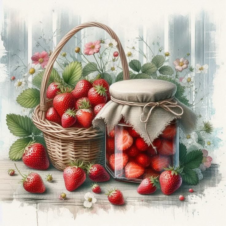 клубничное изобилие - варенье, корзинка, клубника - оригинал