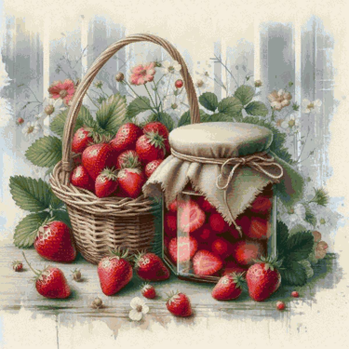 клубничное изобилие - варенье, клубника, корзинка - предпросмотр