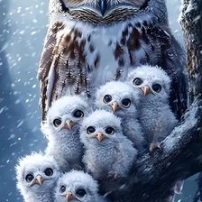 Схема вышивки «Grand duc et ses petits»