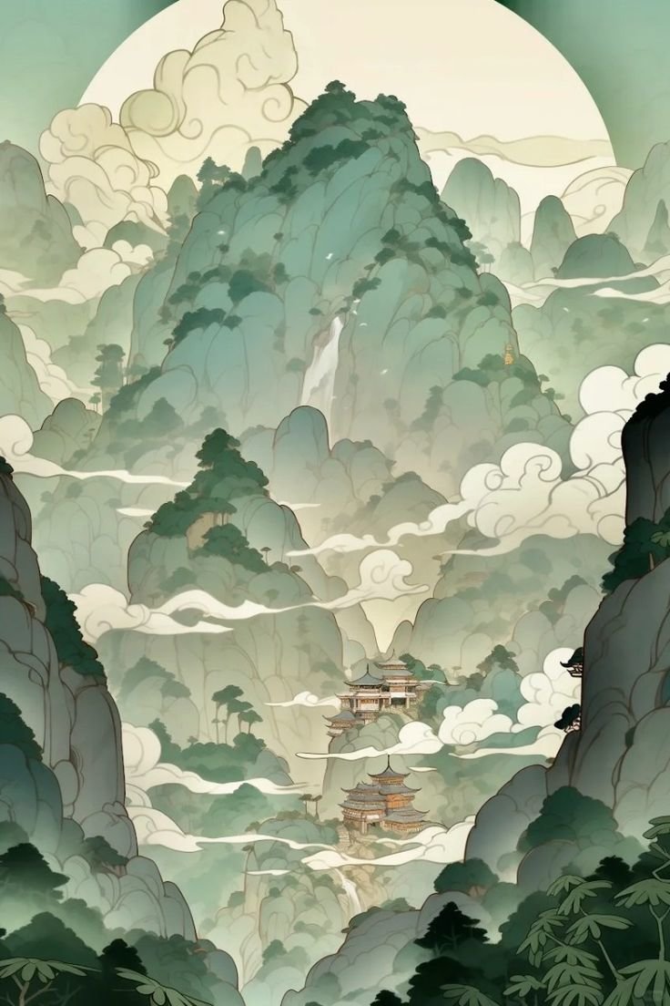 Китай - китай, живопись, пагода - оригинал