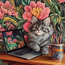 Схема вышивки «котик»