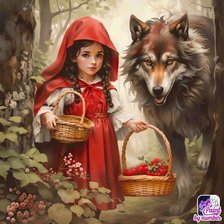 Схема вышивки «Красная Шапочка и Серый Волк»