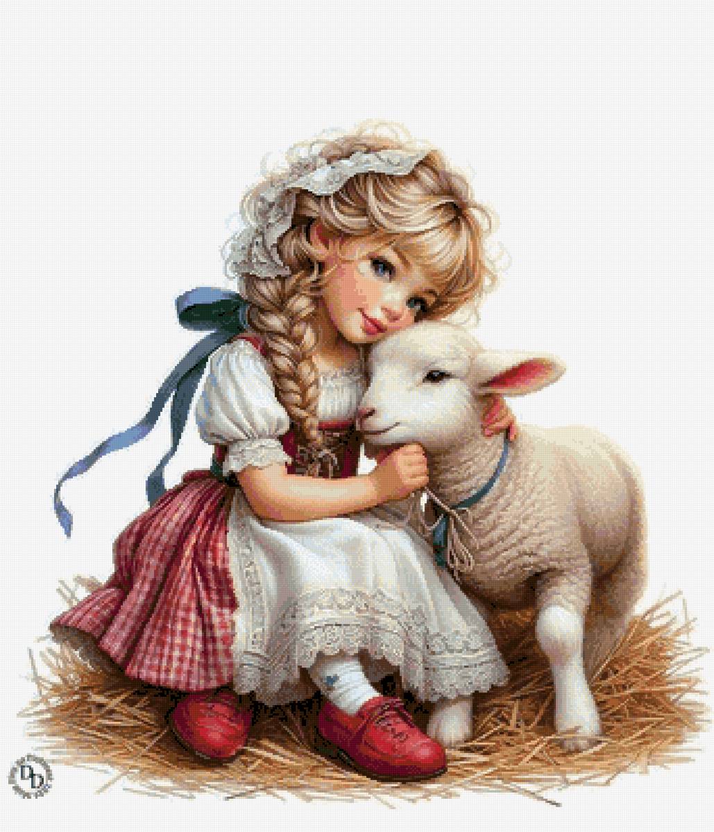 девочка с ягненком - предпросмотр