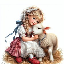 Схема вышивки «девочка с ягненком»
