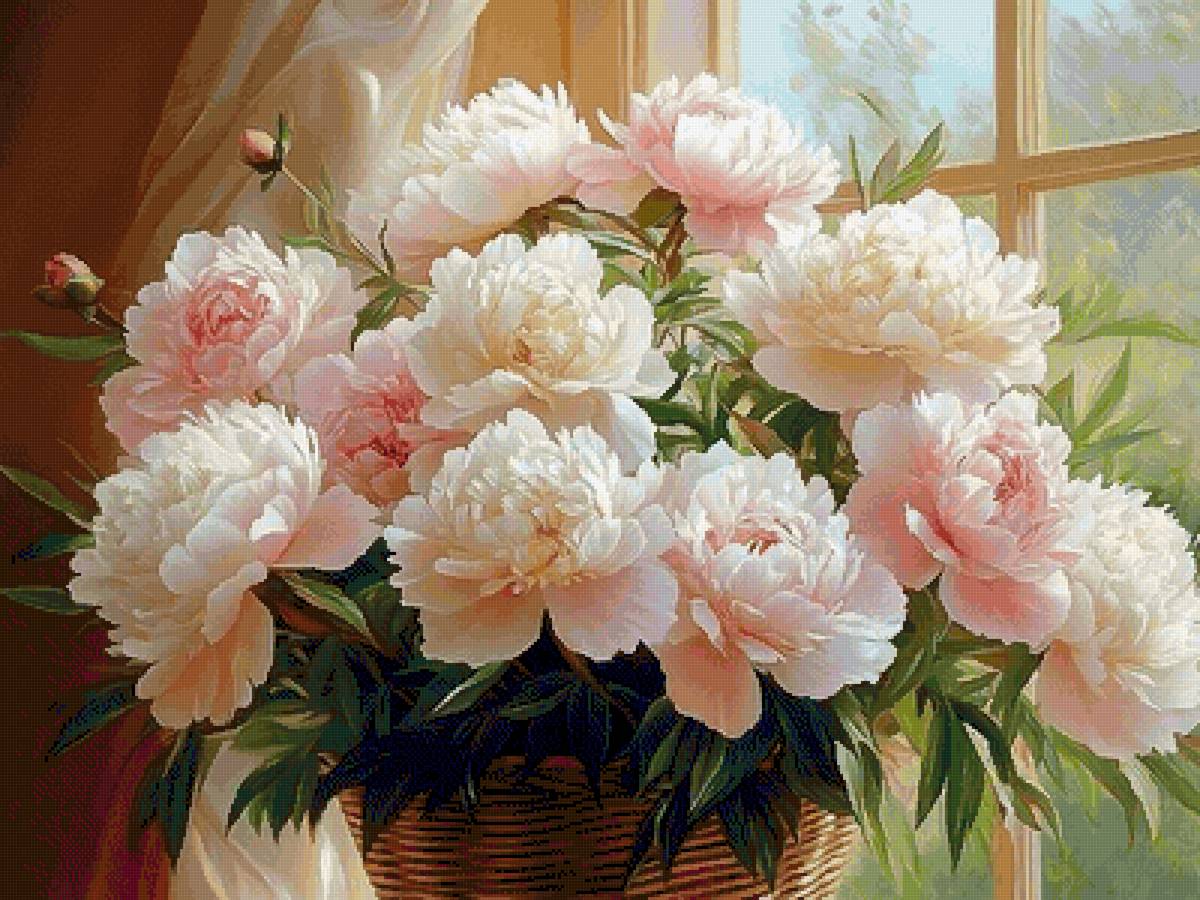 Пионы в корзине - пион - предпросмотр