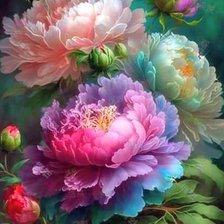 Схема вышивки «Пионы»