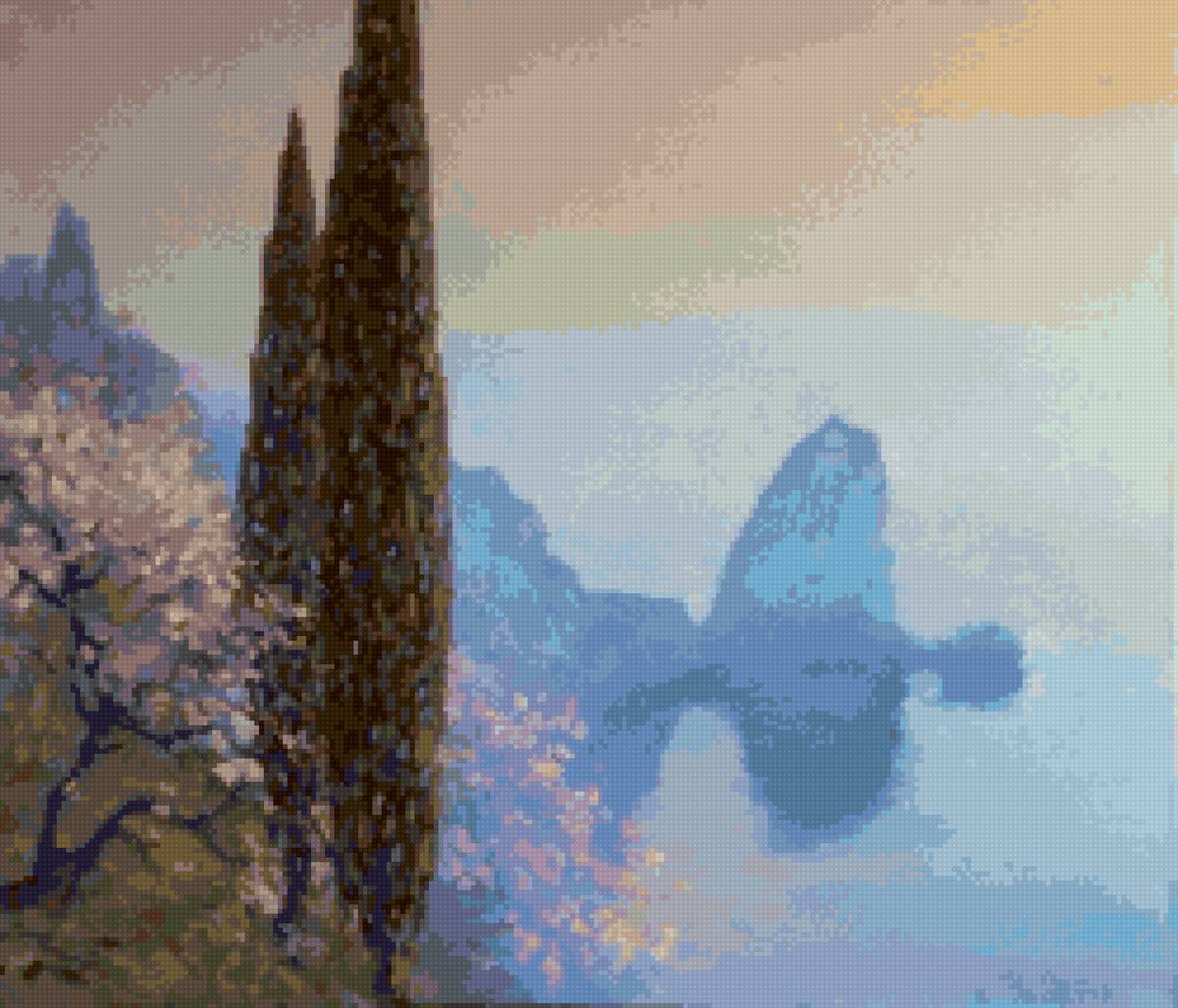 №2902207 - лето кипарисы море природа пейзаж - предпросмотр