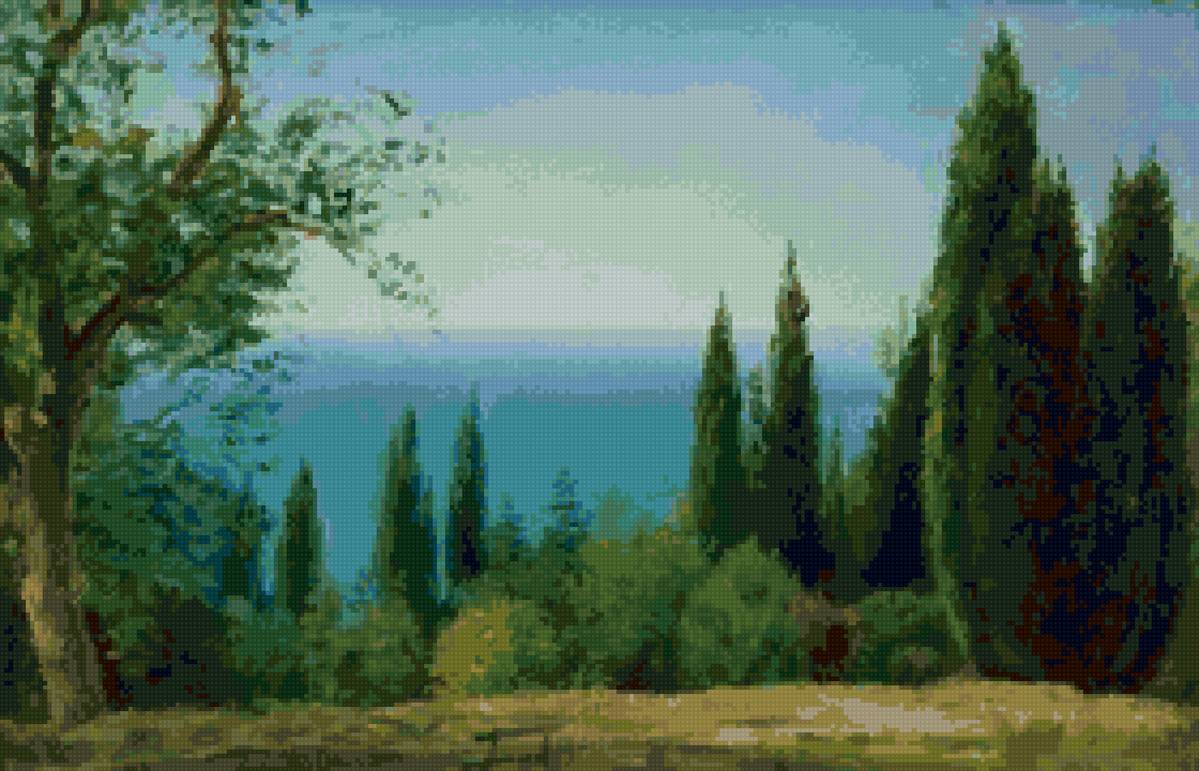 №2902213 - лето кипарисы море природа пейзаж - предпросмотр